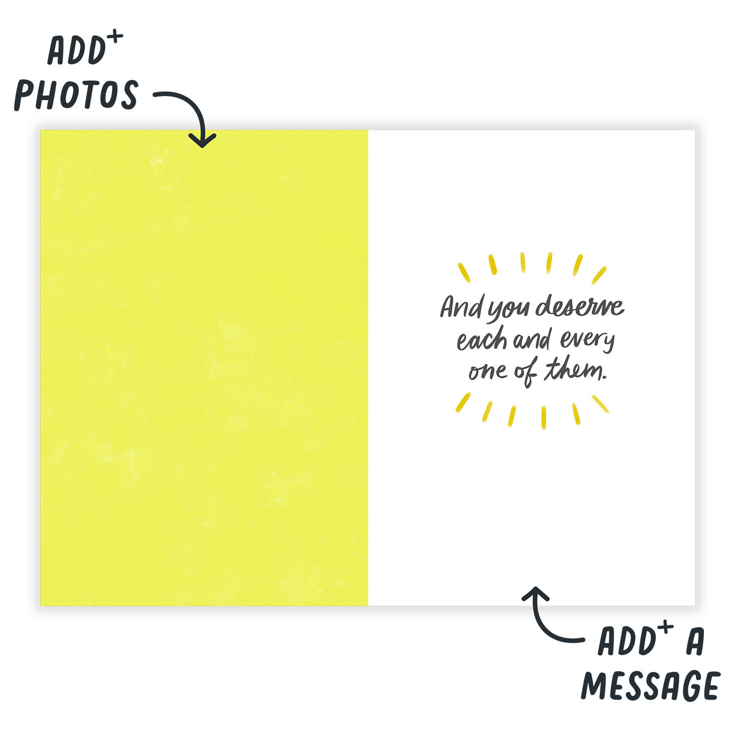 Good Things Yellow Sun Personalized Card Open Card indicating personalization image number 3