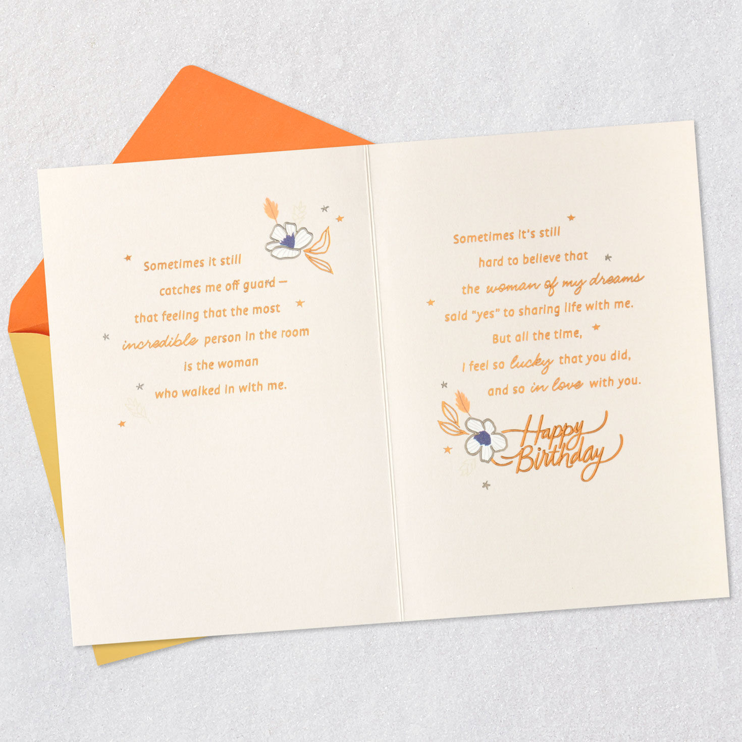 Lucky Horseshoe and Flowers Wife Birthday Card Open card with envelope image number 4