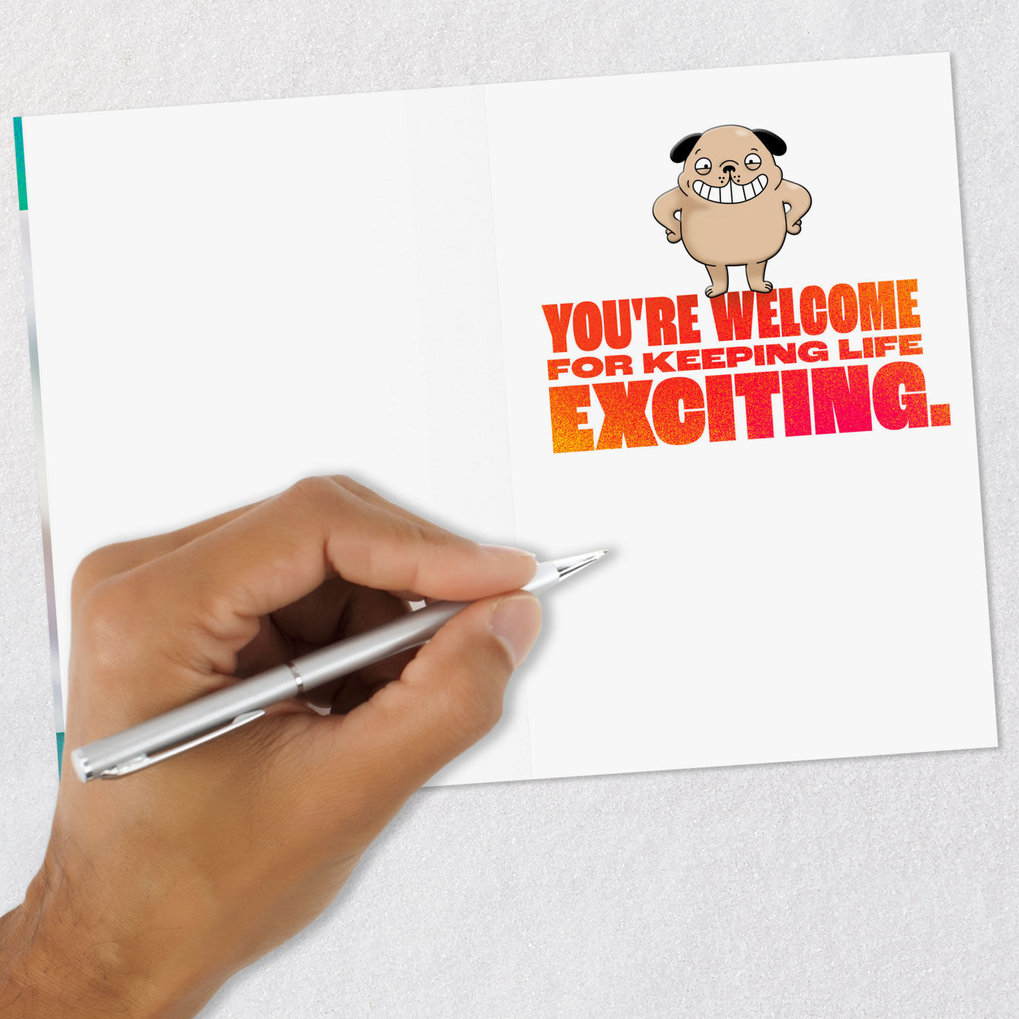 Bold Lettering and Dog Belated Birthday Card Signing card image number 6
