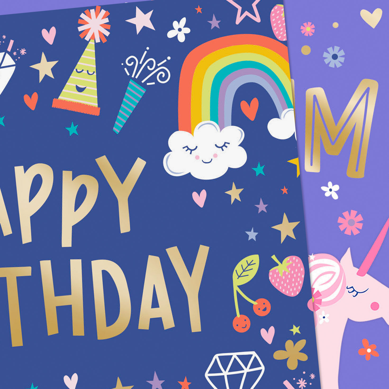 Unicorn and Ice Cream Girl Birthday Cards Pack Card Cover Detail image number 4