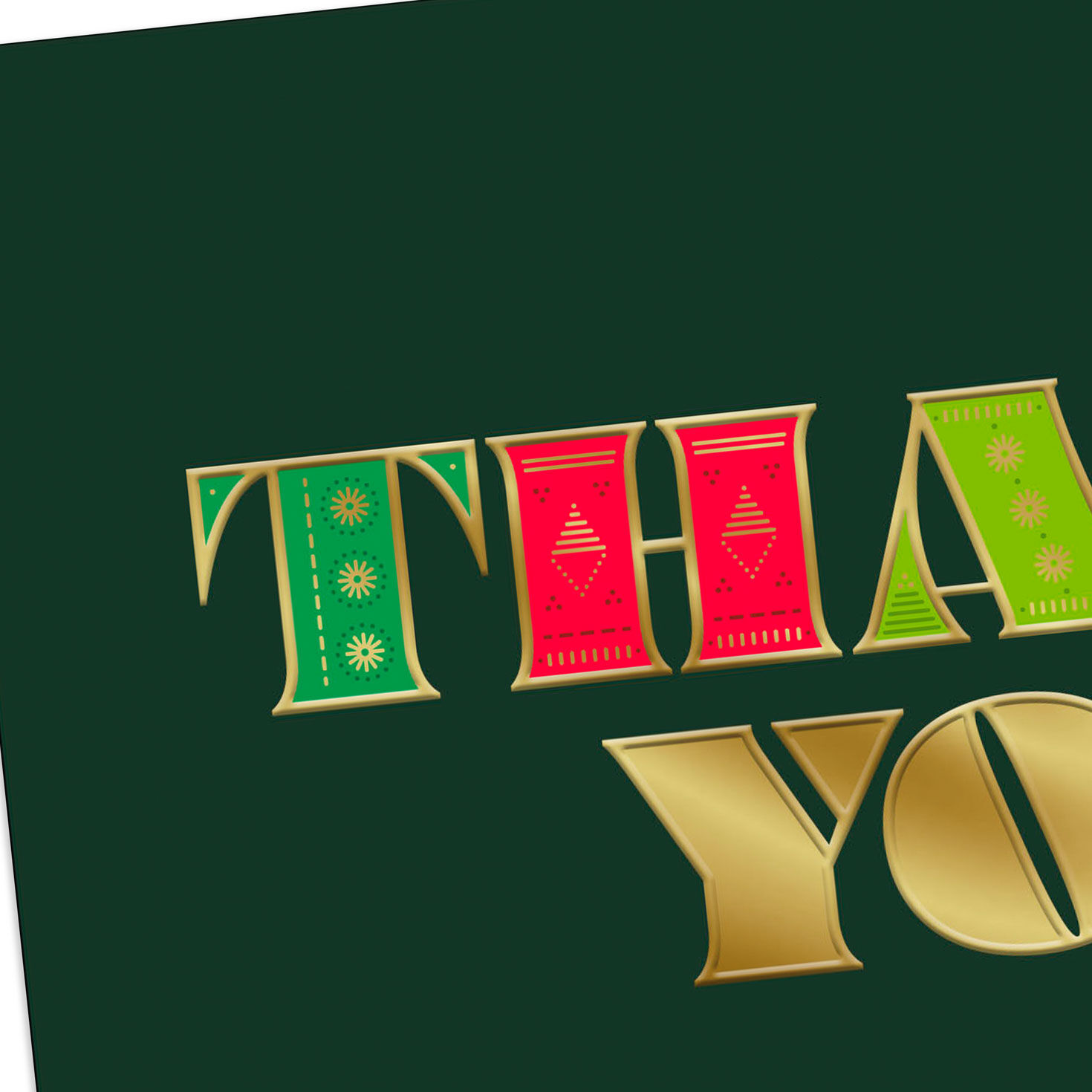 Block Letters on Black Christmas Thank You Card Card Front Detail image number 4