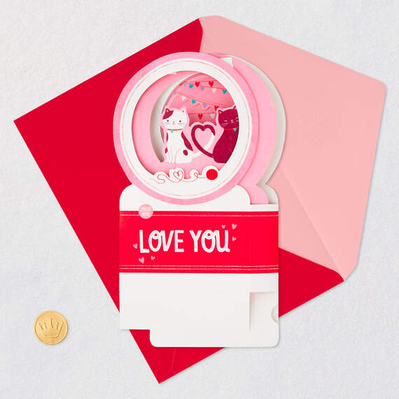 Love You Snow Globe Musical 3D Pop-Up Valentine's Day Card With Motion, , large image number 5