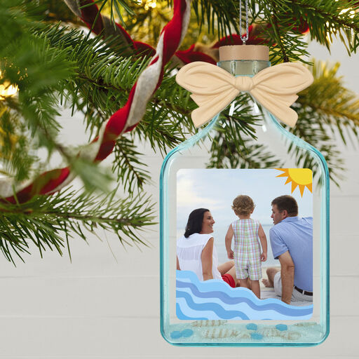 A Day at the Beach Sun & Waves Personalized Photo Ornament, 