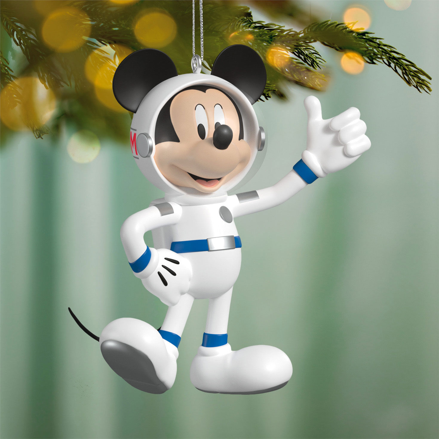 Astronaut Mickey Keepsake Ornament hanging on tree image number 2