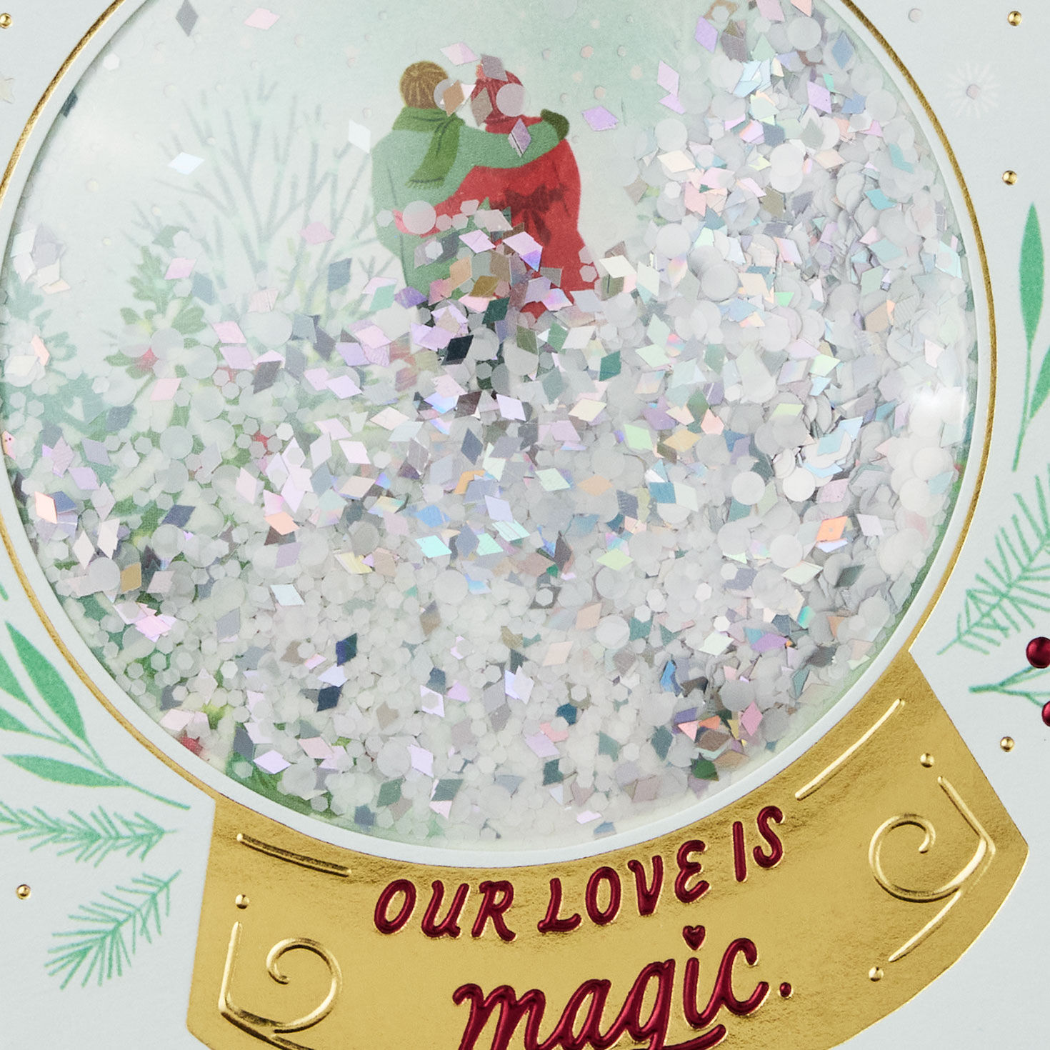Snow Globe Couple Christmas Card for Wife Card Front Detail image number 4
