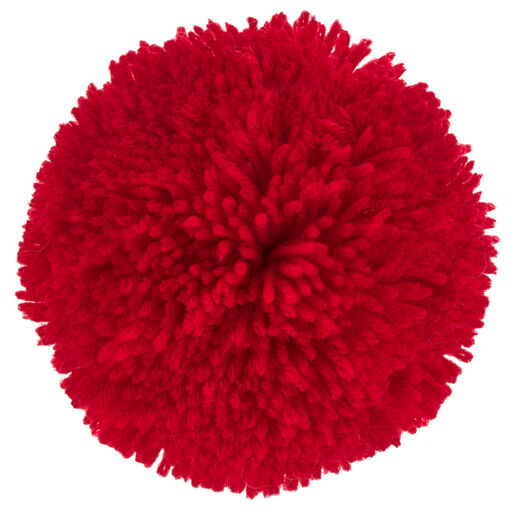 3.5" Red Yarn Pom-Pom Gift Bow, Red