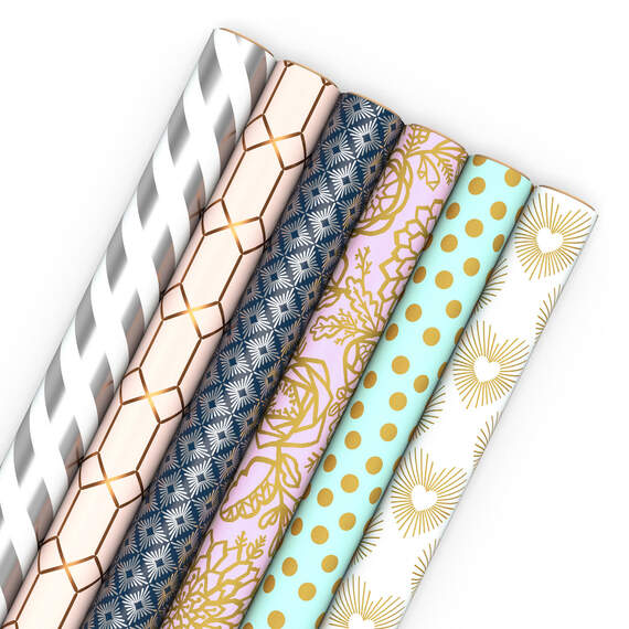 Fun and Flirty 6-Pack Wrapping Paper Assortment, 180 sq. ft.