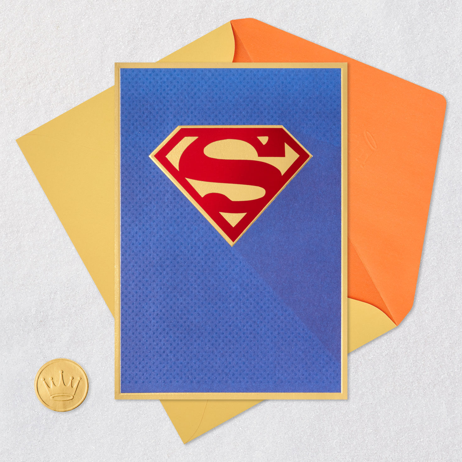 Superman S-Shield on Blue Friendship Card Card Front with Envelope and Gold Seal image number 5