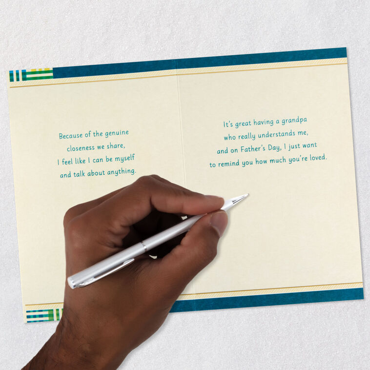 Blue Plaid Father's Day Card for Grandpa signing card image number 7