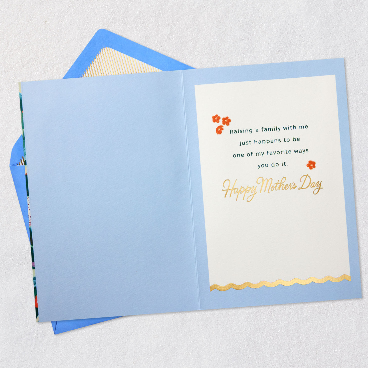 Painted Leaves and Flowers Mother's Day Card for Wife Open card with envelope image number 3