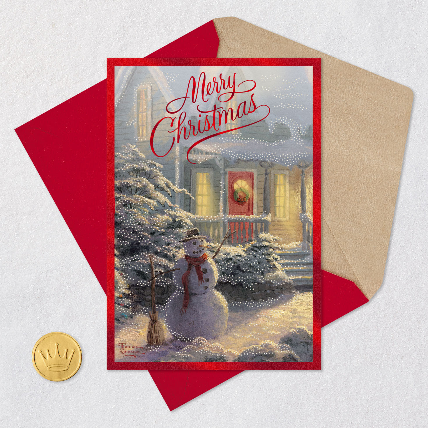 Blessings of Christmas Thomas Kinkade Christmas Card Card with envelope and Seal image number 5