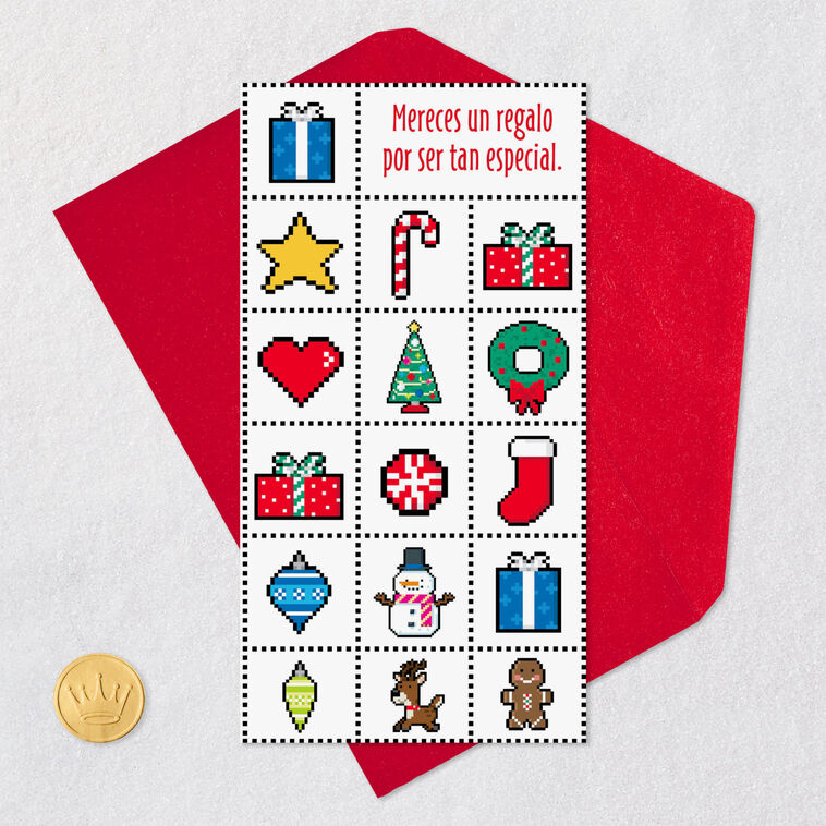 8-Bit Video Game Icons Gift Card Holder Christmas Card Card Front with Envelope and Gold Seal image number 5