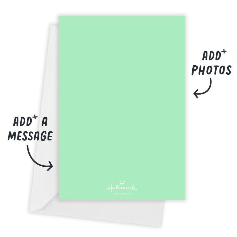 Large Colored Letters Personalized Christmas Photo Card Card back with Envelope indicating personalization image number 3