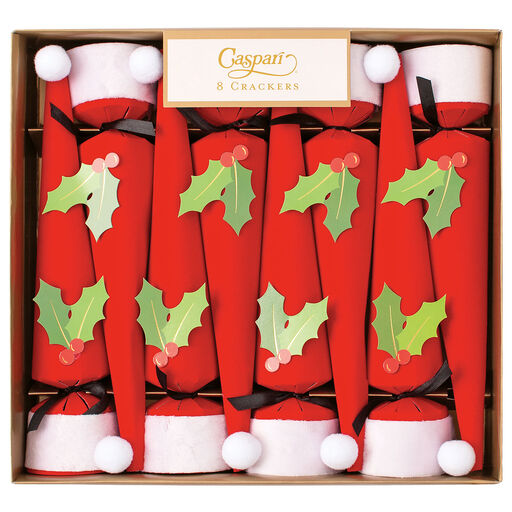 Caspari Santa Hat Christmas Crackers, Box of 8, 