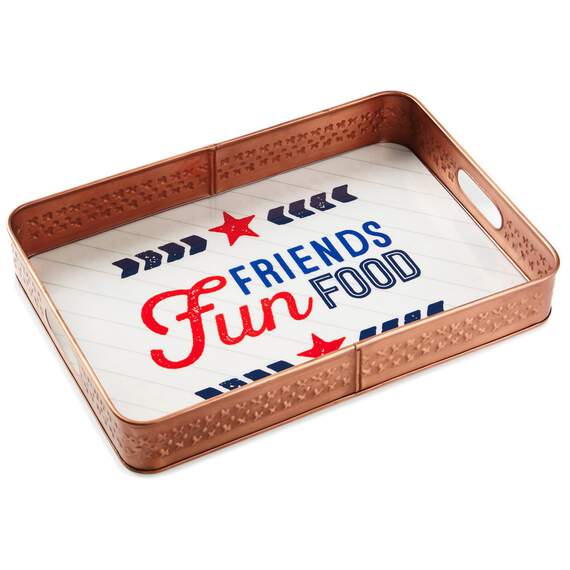 Friends, Fun, Food Patriotic Metal Serving Tray, , large image number 1