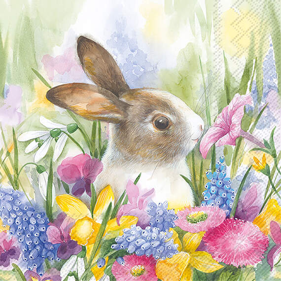 Boston International Bunny in the Meadow Easter Dinner Napkins, Pack of 20