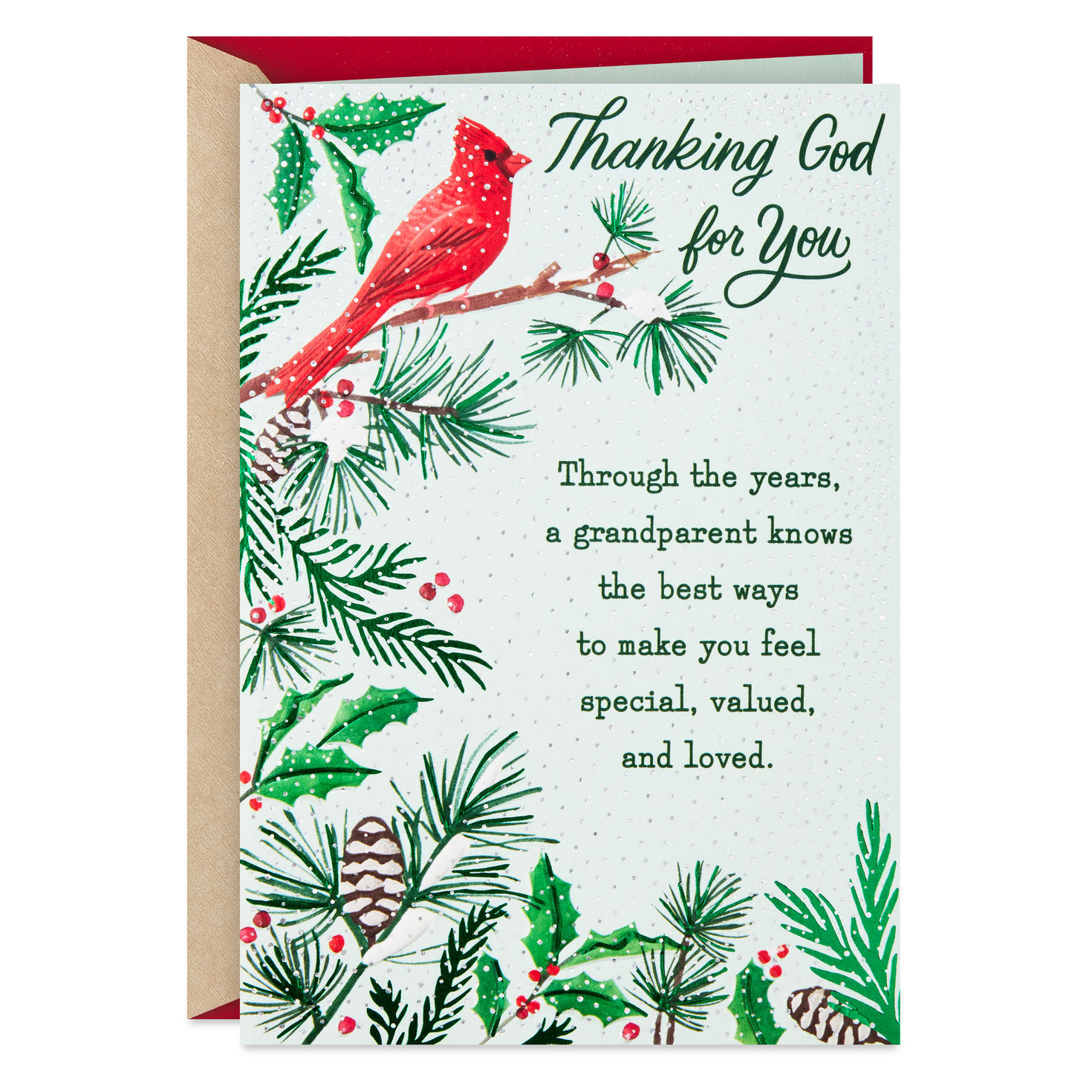 Thanking God for You Religious Christmas Card for Grandparent