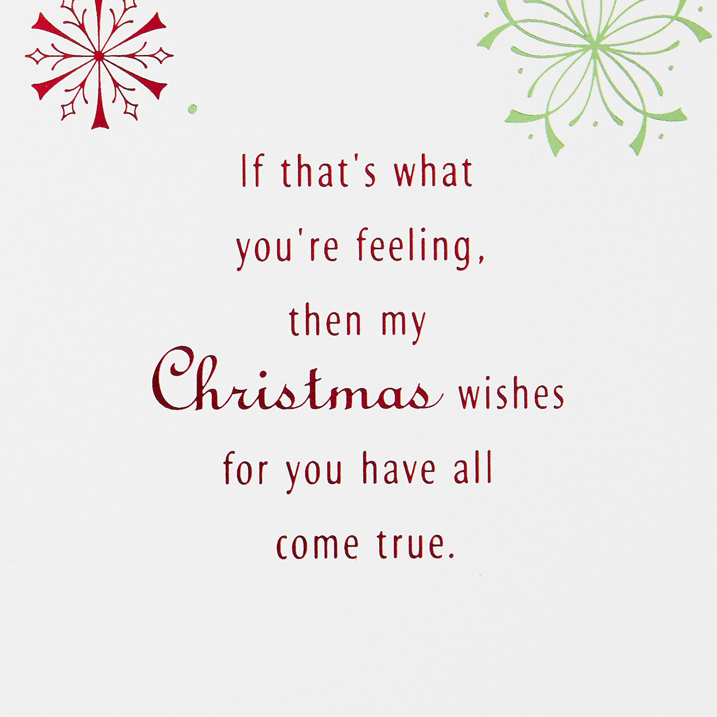 Modern Red and Green Snowflakes Christmas Card Sentiment image number 2