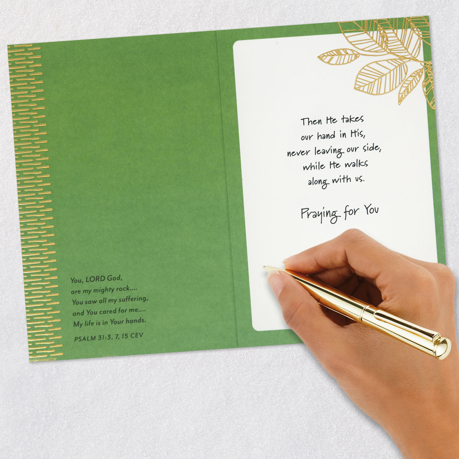 Landscape and Leaves Religious Encouragement Card Signing card image number 7