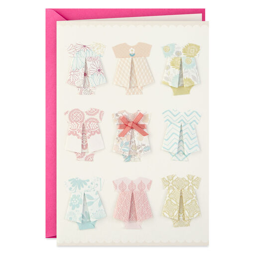 So Much Sweetness Origami New Baby Girl Congratulations Card, 