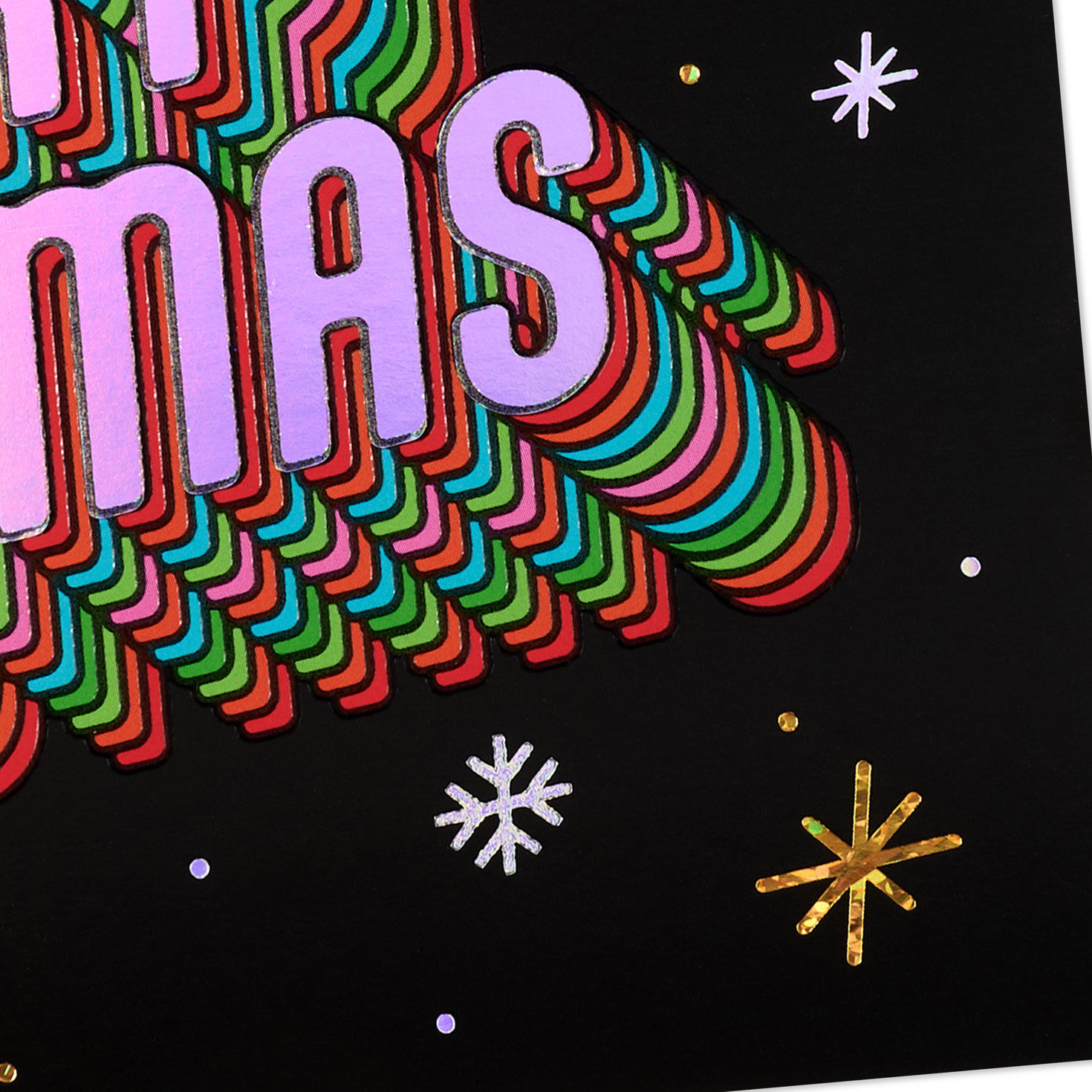 Retro Rainbow Lettering Christmas Card Card Front Detail image number 5