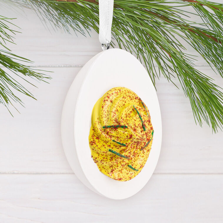 Deviled Egg Christmas Ornament hanging on tree image number 2