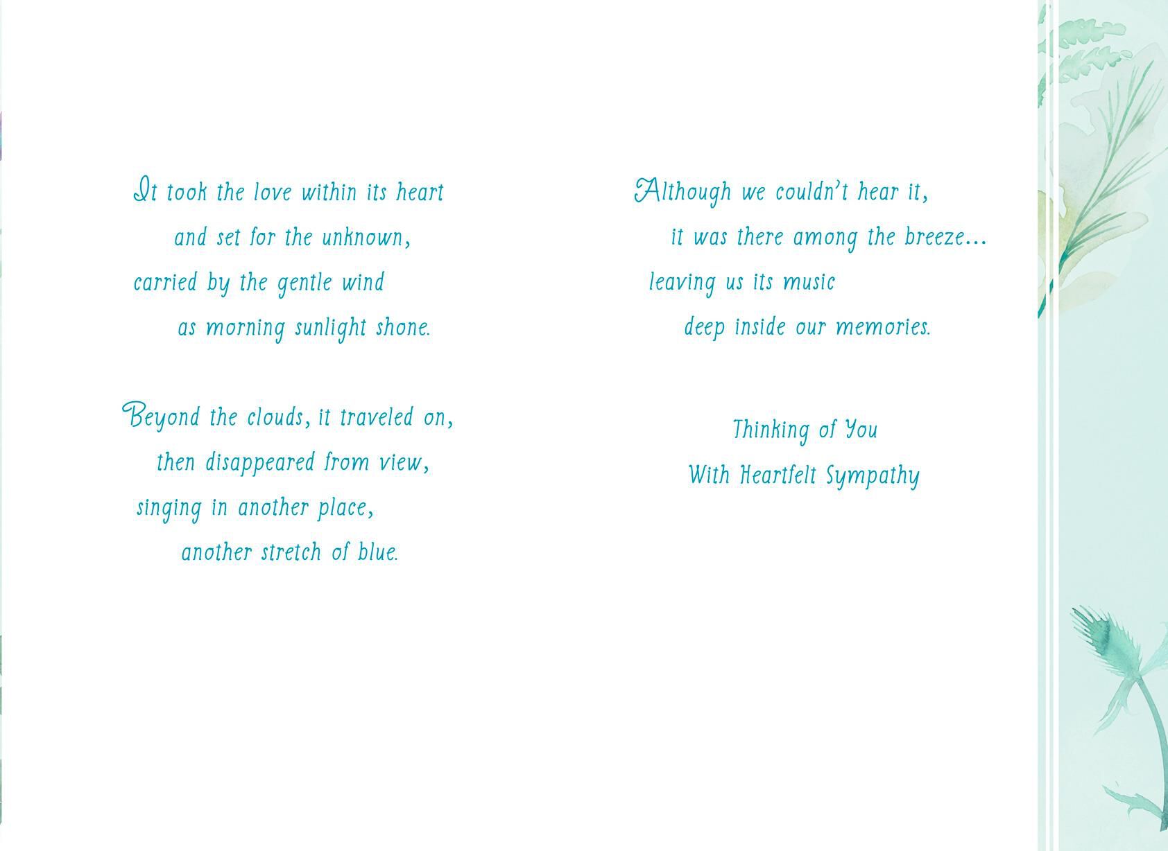 The Sparrow's Song Sympathy Card