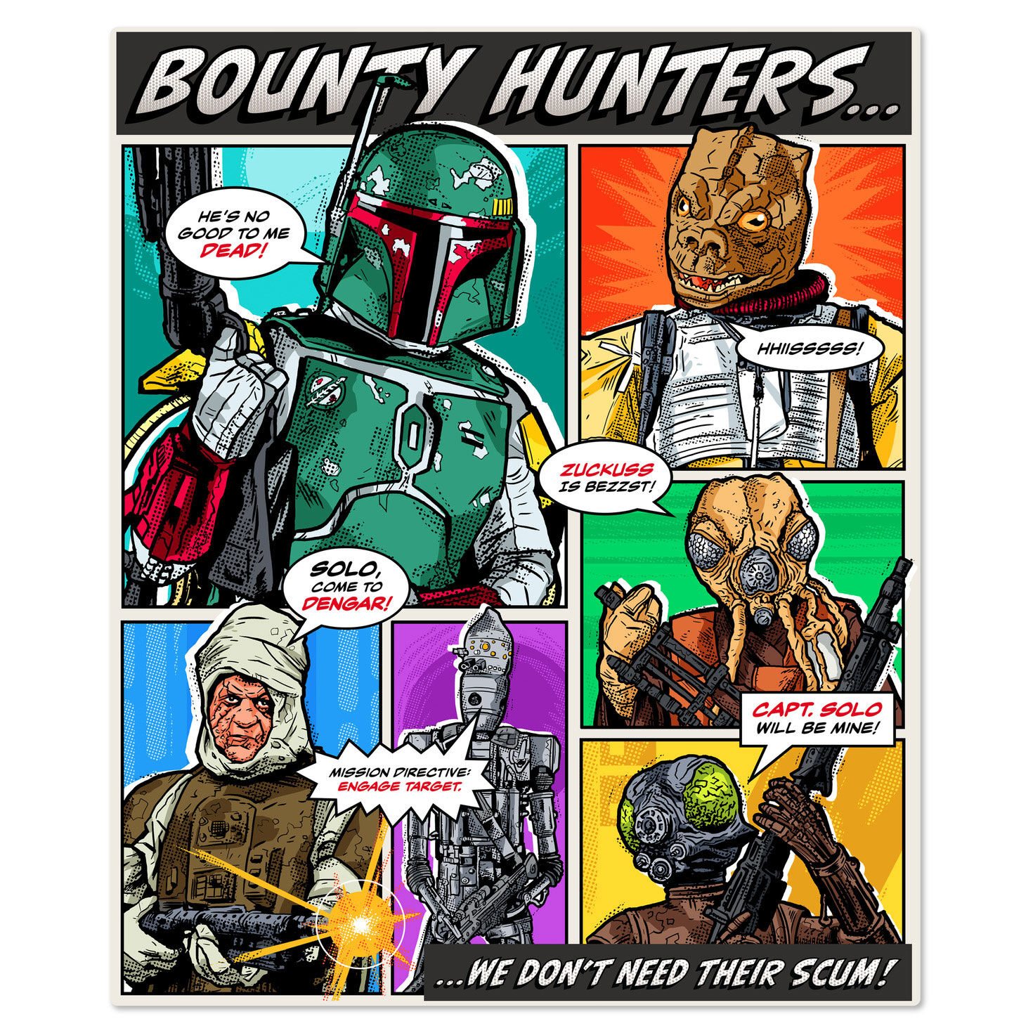 Star Wars Bounty Hunters Comic-Style Blanket flat image number 2