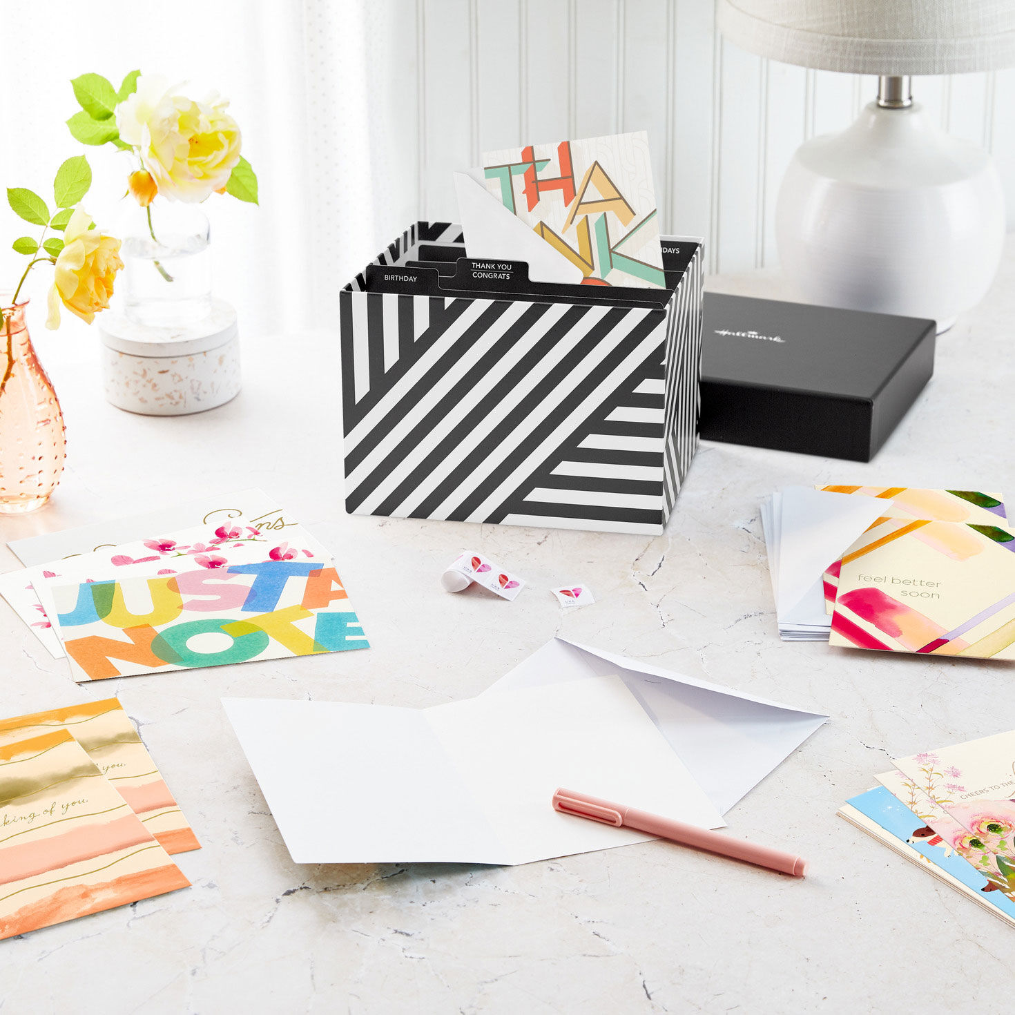 Black and White Geometric Cards in Organizer Box in use image number 7