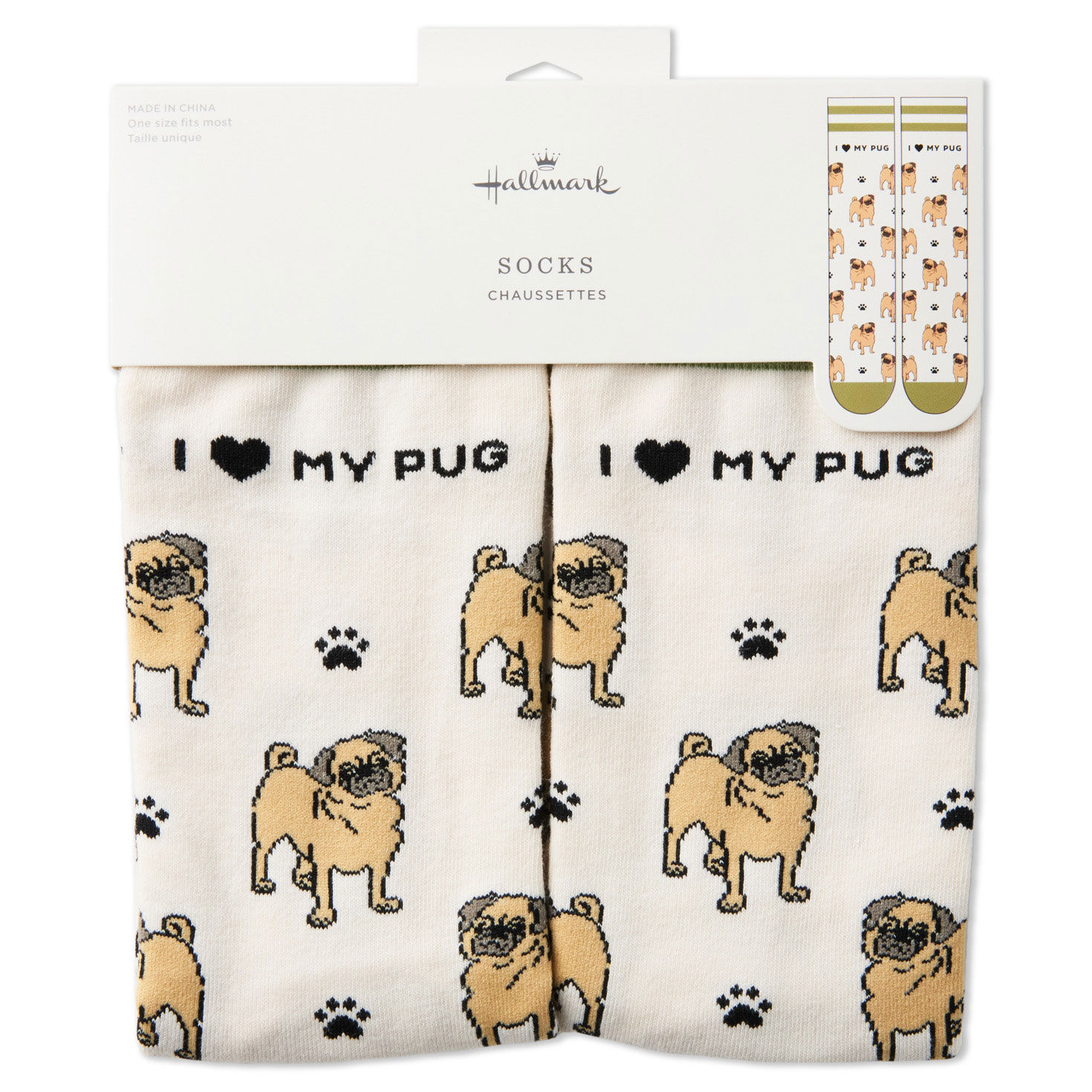 I Love My Pug Novelty Socks  image number 4