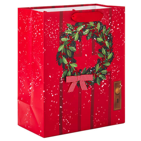 13" Red and Green Plaid Christmas Gift Bag, , large