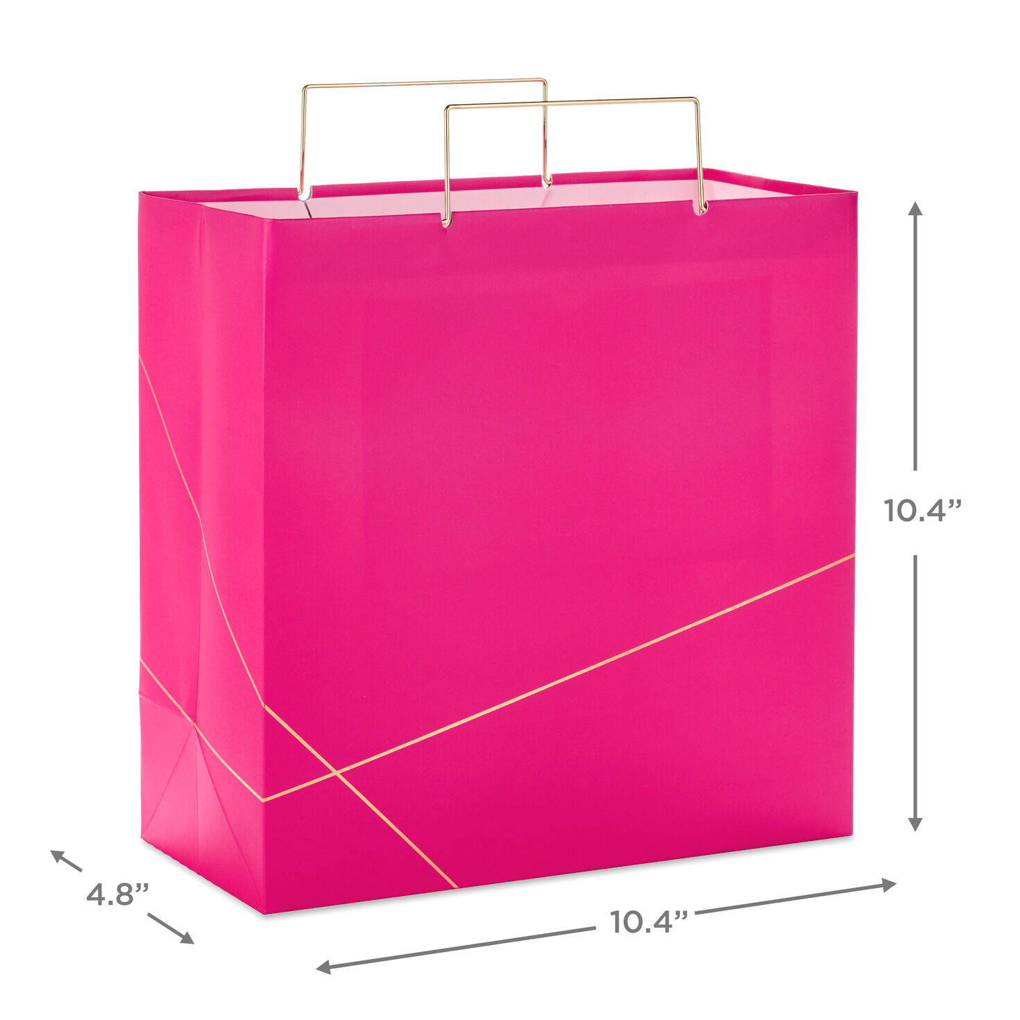 Hot Pink With Gold Large Square Gift Bag, 10.4", , large image number 3