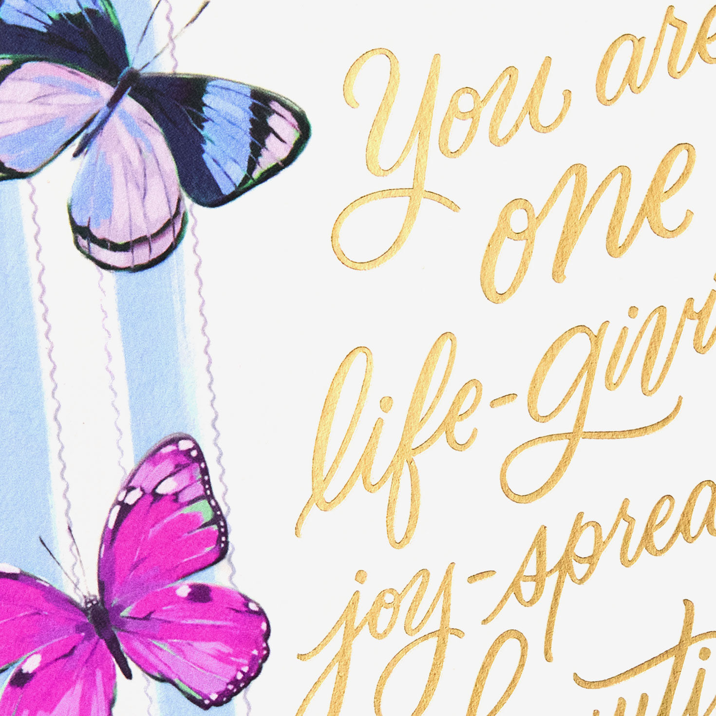 Butterflies on Blue Stripe Mother's Day Card Card Front Detail image number 4