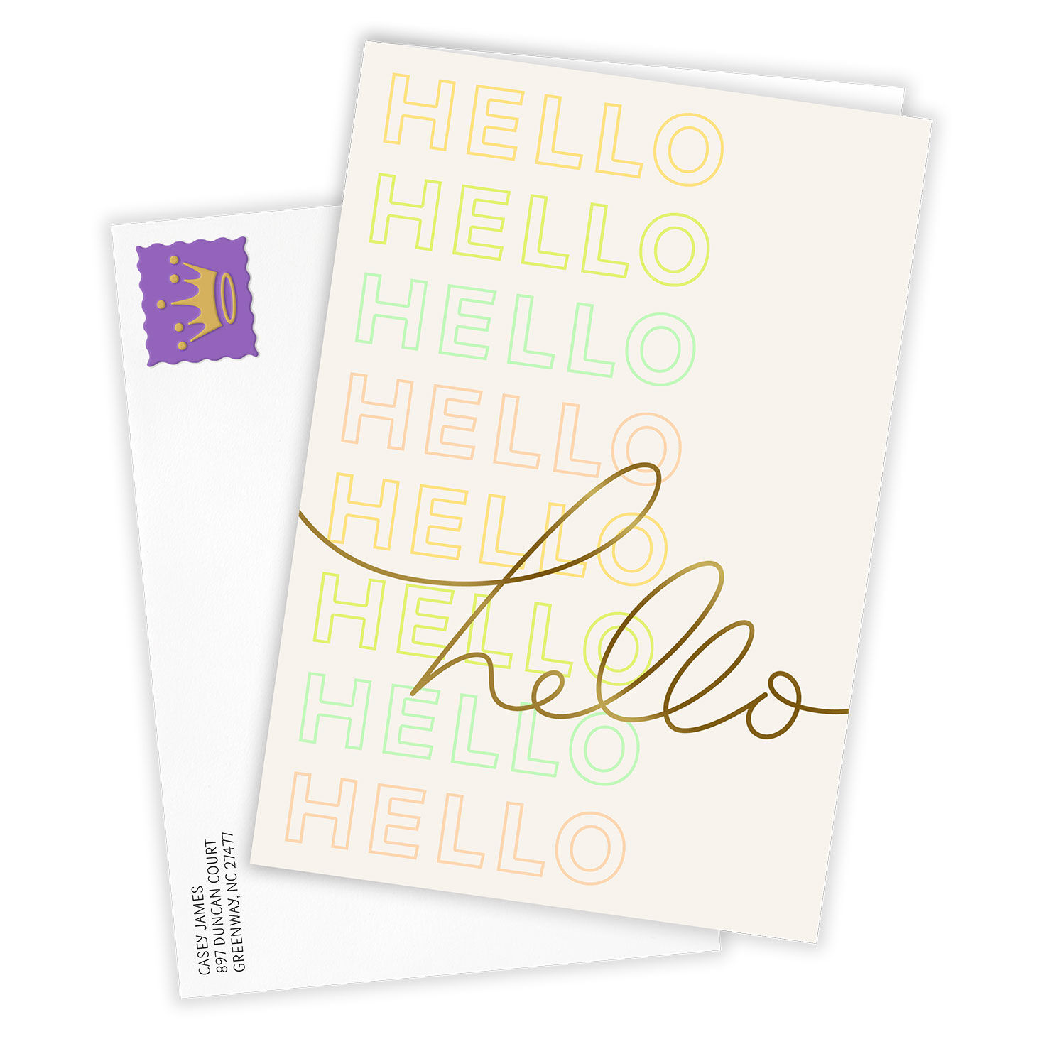 Hello in Colors Personalized Sympathy Card Card Front with Envelope image number 2