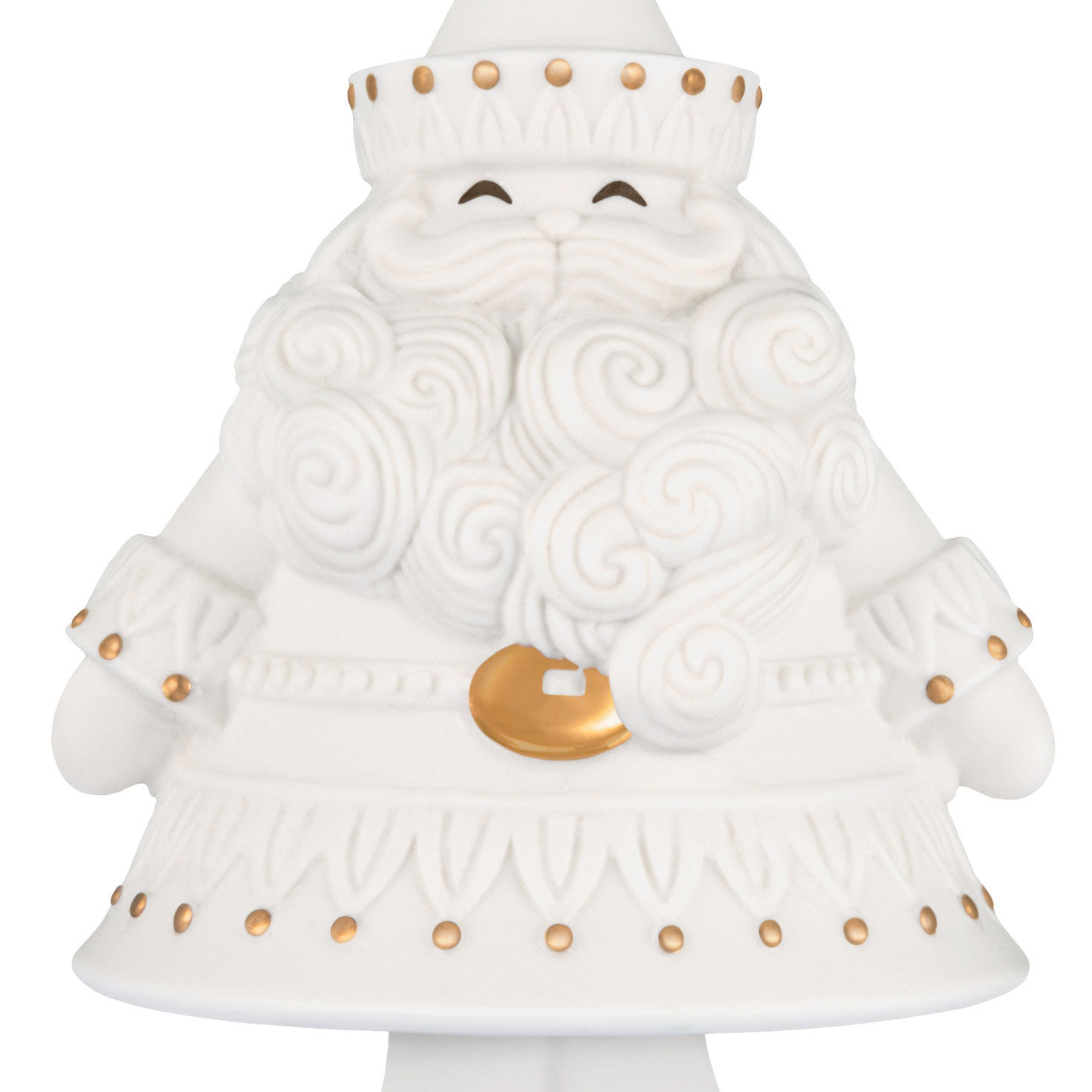 White Porcelain Santa With Gold Keepsake Ornament closeup view image number 5