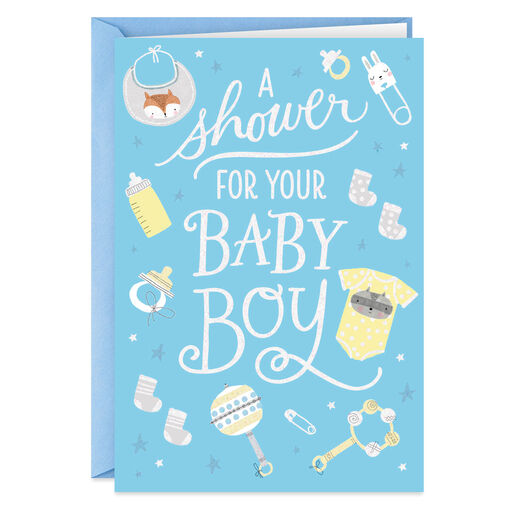 Love and Cute Baby Things Baby Boy Shower Card, 