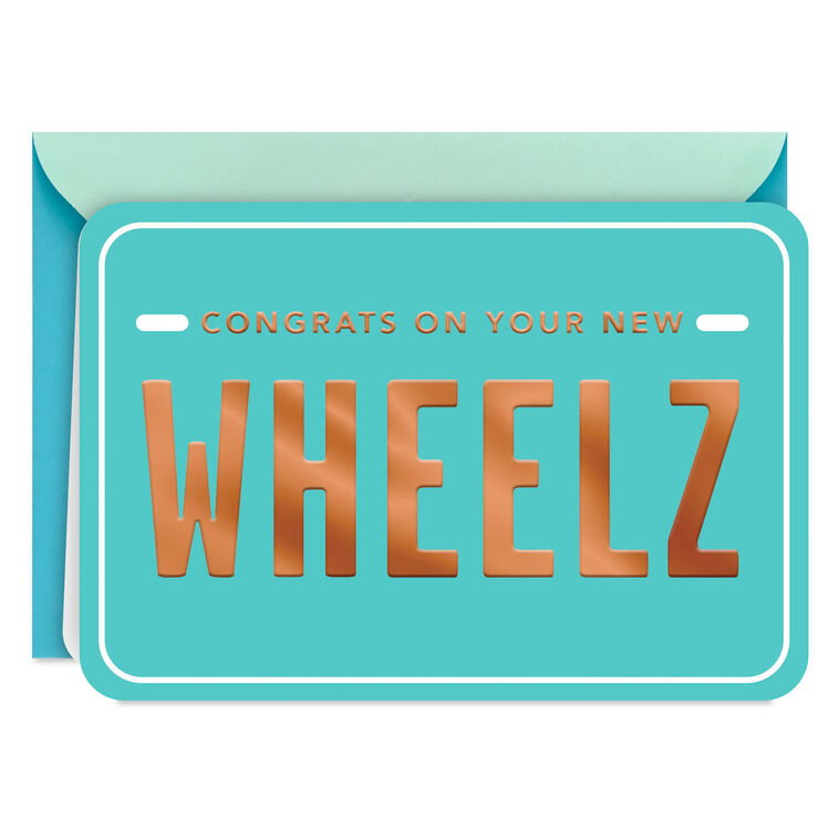 New Wheelz License Plate Congratulations Card
