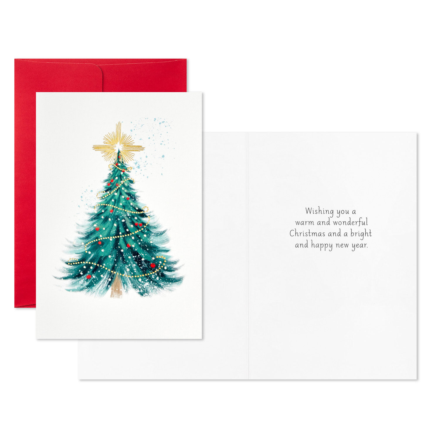 Elegant Evergreen With Star Packaged Christmas Cards, Set of 5, , large image number 3