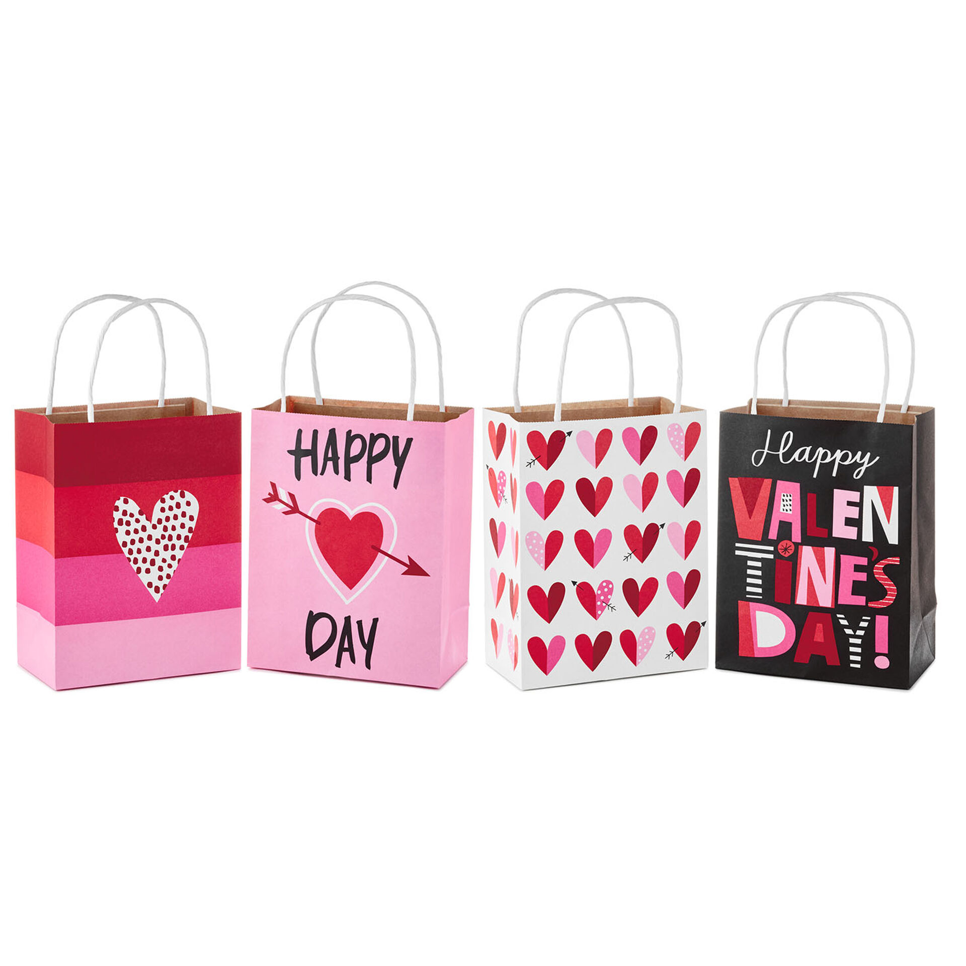 7.8" Assorted 4Pack Bright Valentine's Day Gift Bags Gift Bag Sets
