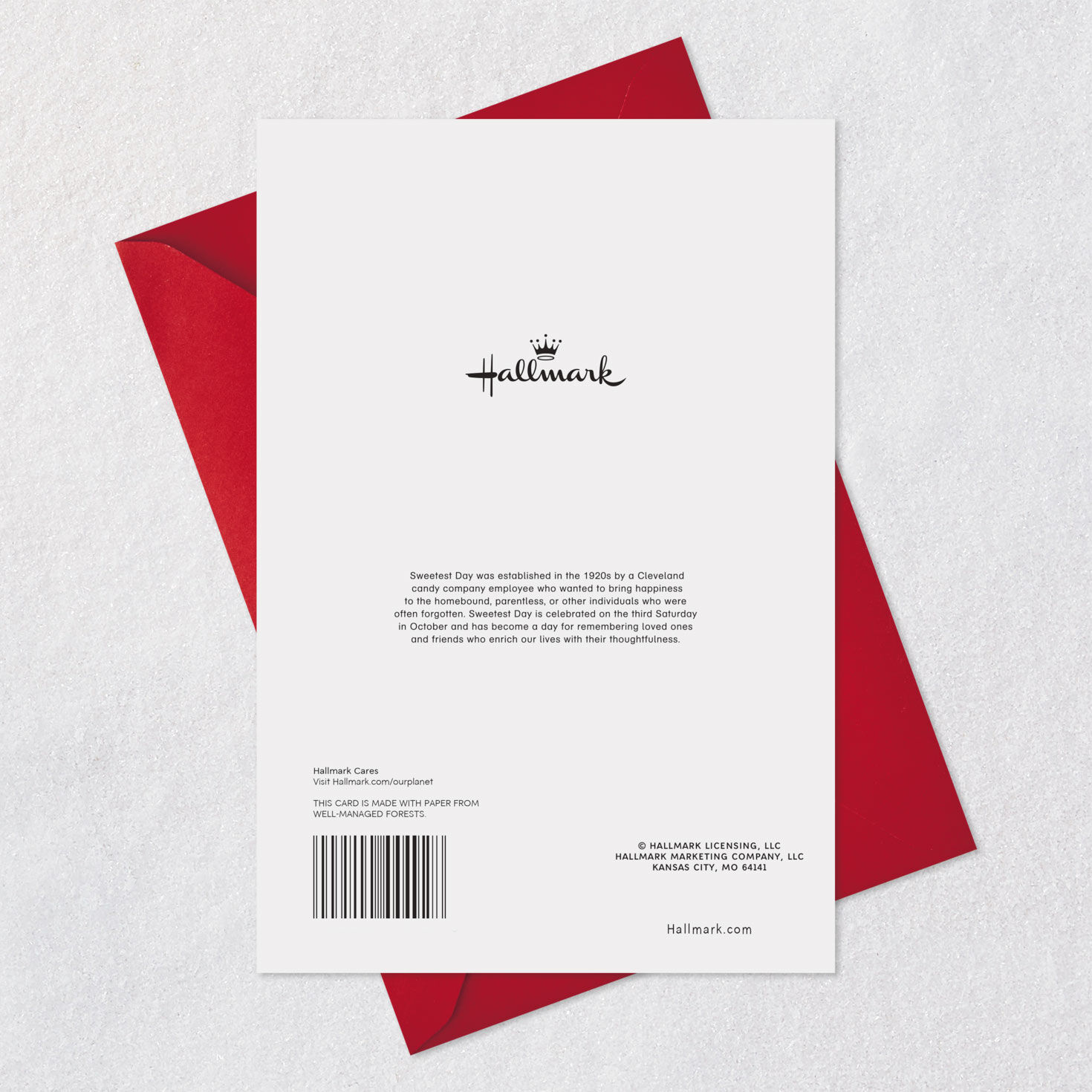 Bunnies With Heart Balloons Pop-Up Sweetest Day Card Card Back with Envelope image number 8