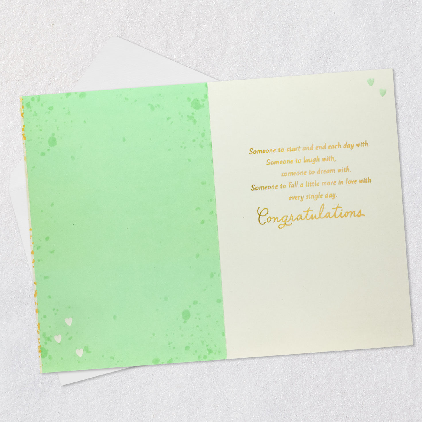 Hearts and Script Engagement Card for Couple Open card with envelope image number 3