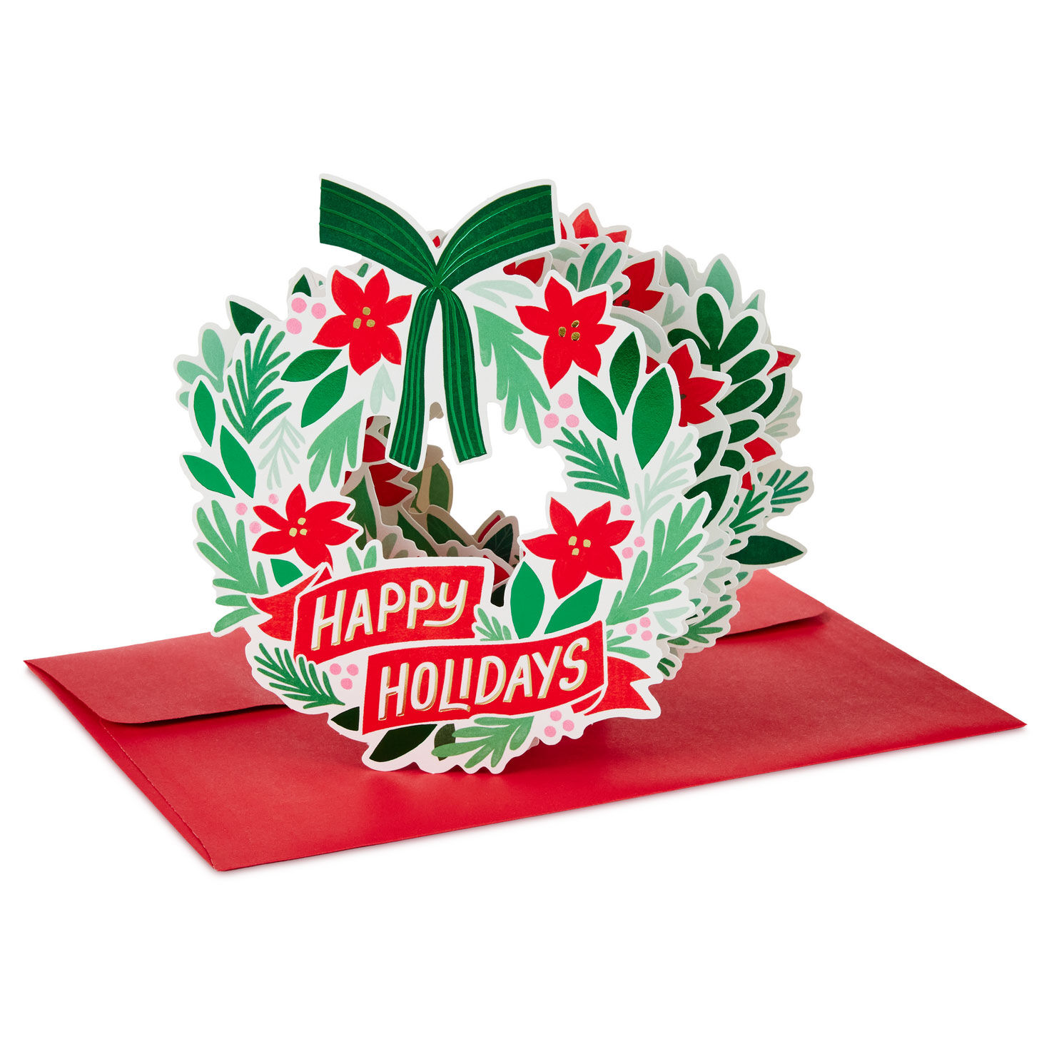 Happy Holidays and Year Ahead Wreath 3D Pop-Up Christmas Card