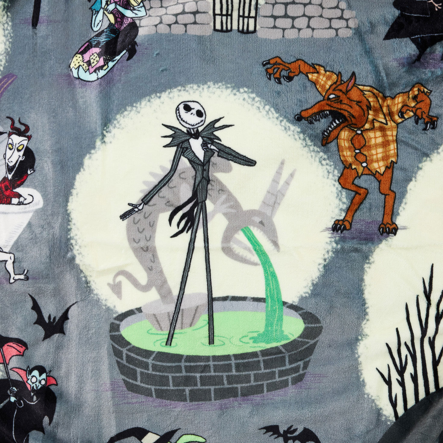 Halloween Town Christmas Town Two-Sided Blanket closeup detail image number 3