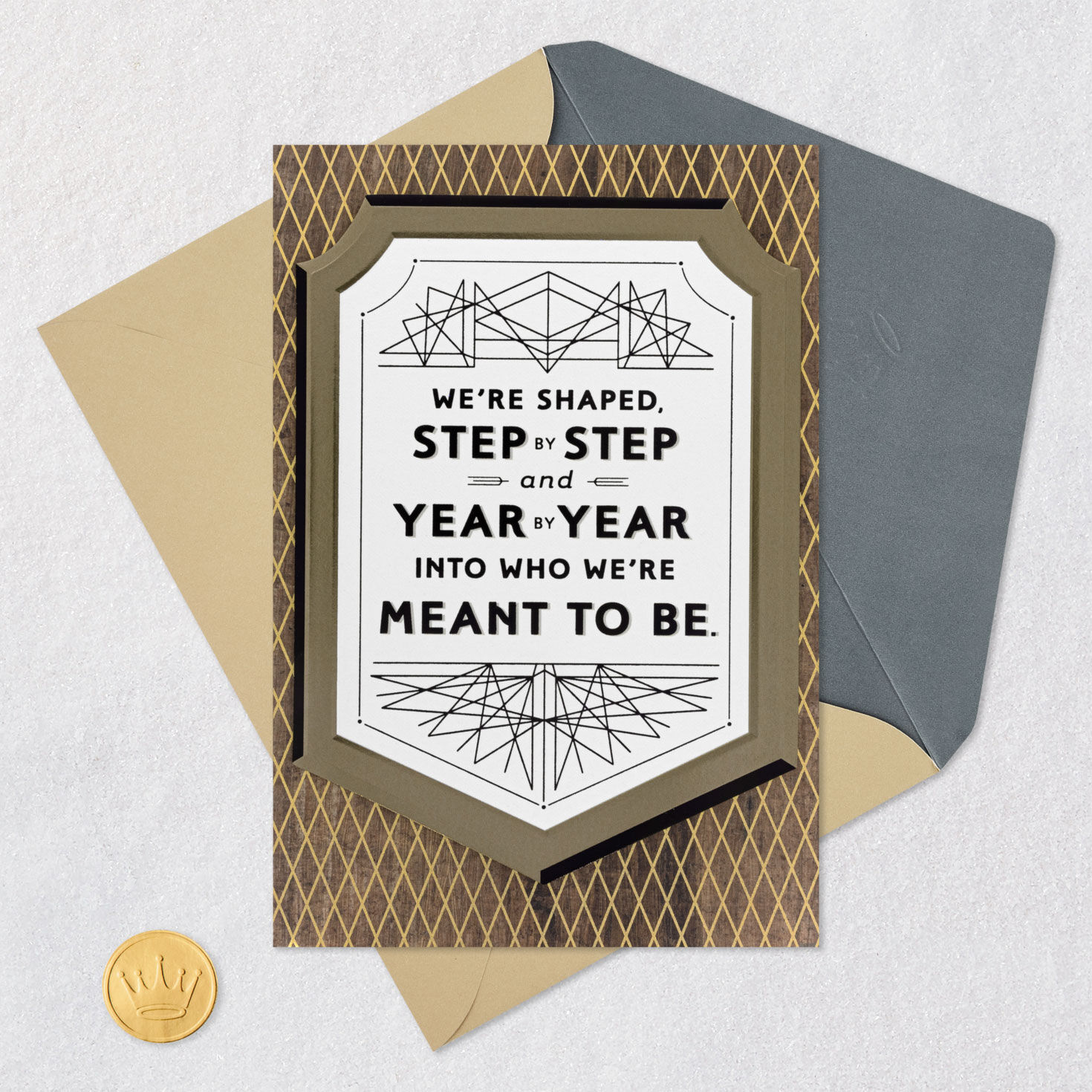 Shield Sign Geometric Bar Mitzvah Card for Him Card Front with Envelope and Gold Seal image number 5