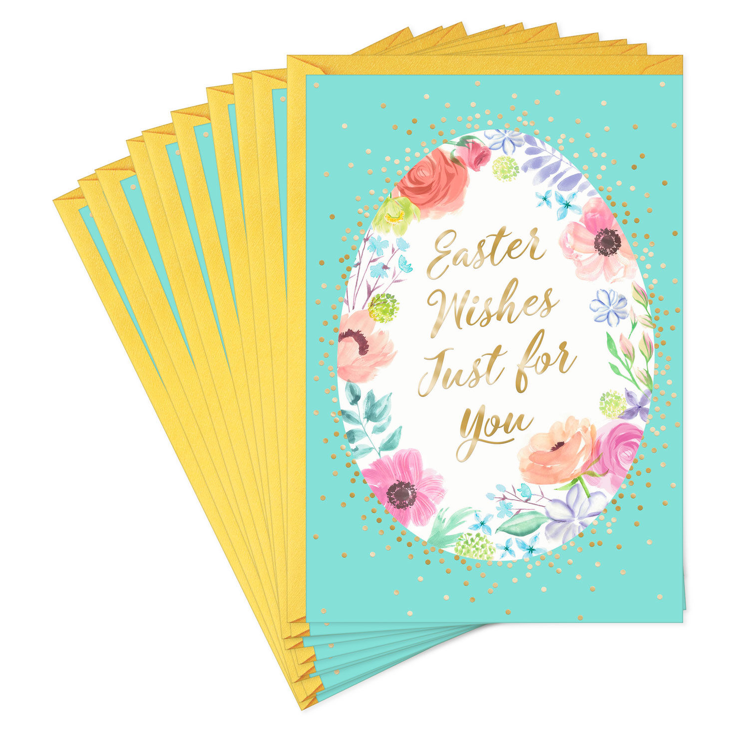 Floral-Designed Egg Easter Cards, Pack of 10