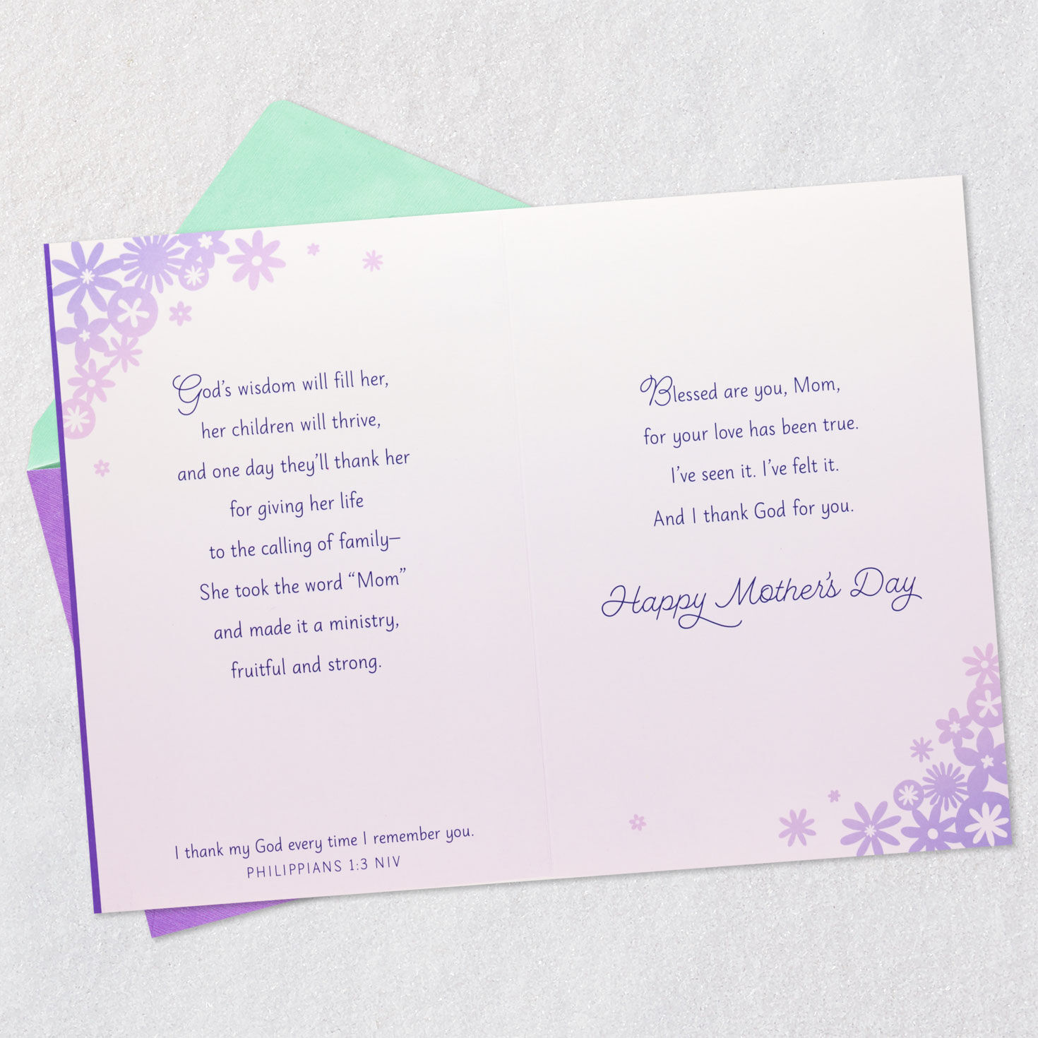 Purple Hydrangea Flowers Mom Mother's Day Card Open card with envelope image number 4