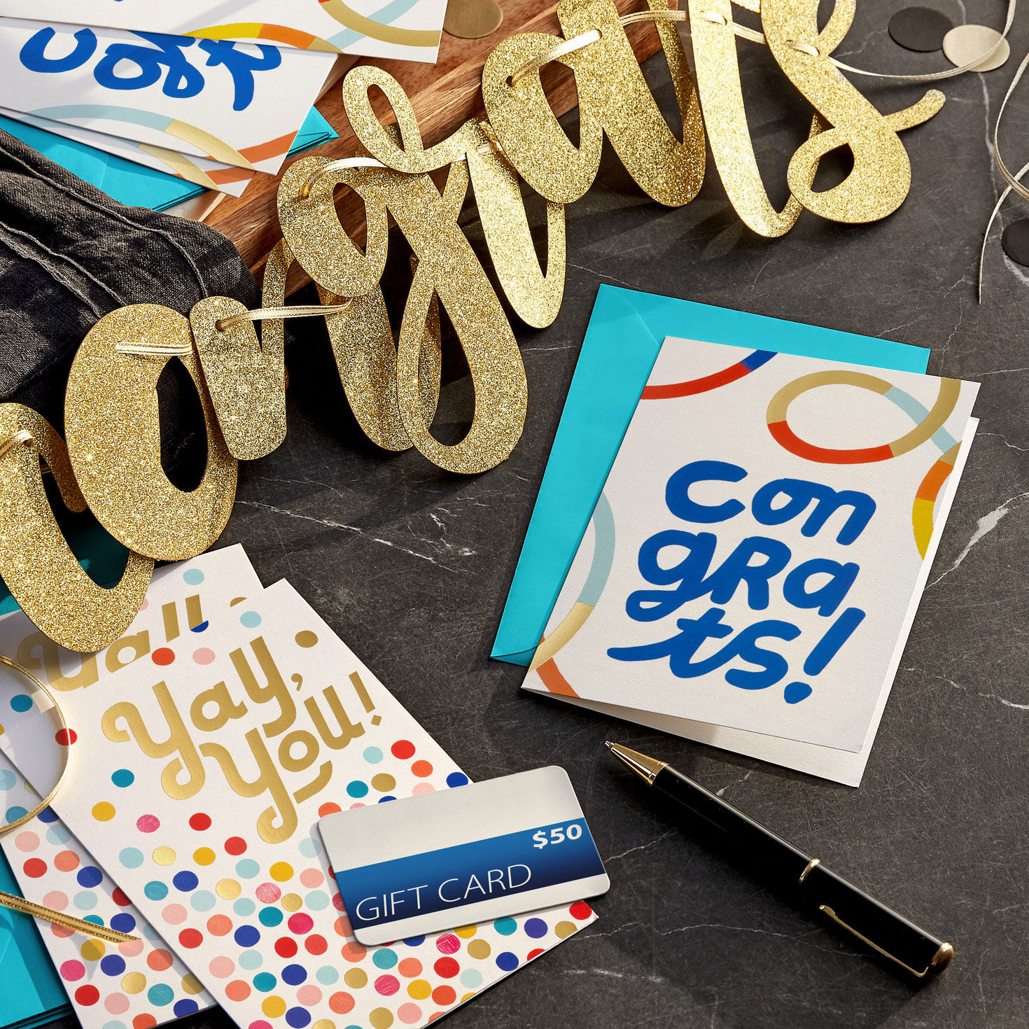 Multicolor Letters Congratulations Card Assortment in use image number 6