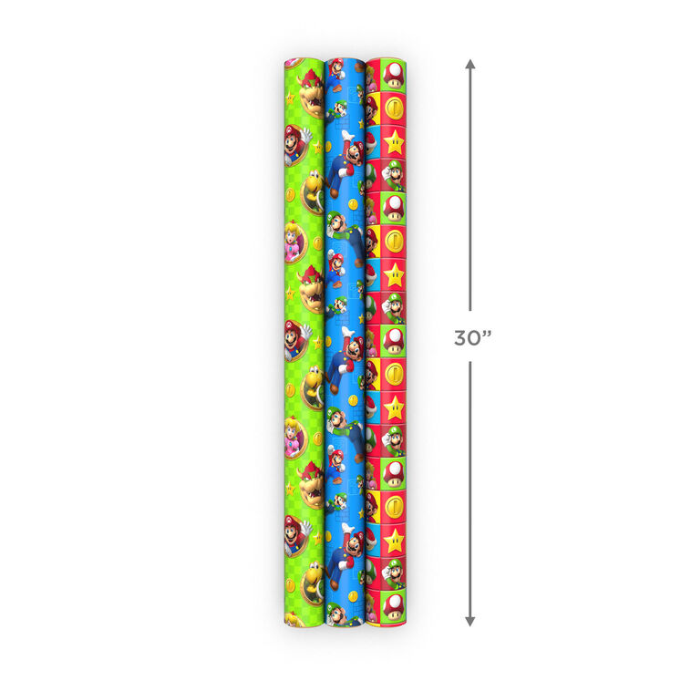 Nintendo Super Mario™ Bright Icons 3-Pack Assortment Wrapping Paper Roll Bundle, 60 sq. ft. total, , large image number 8