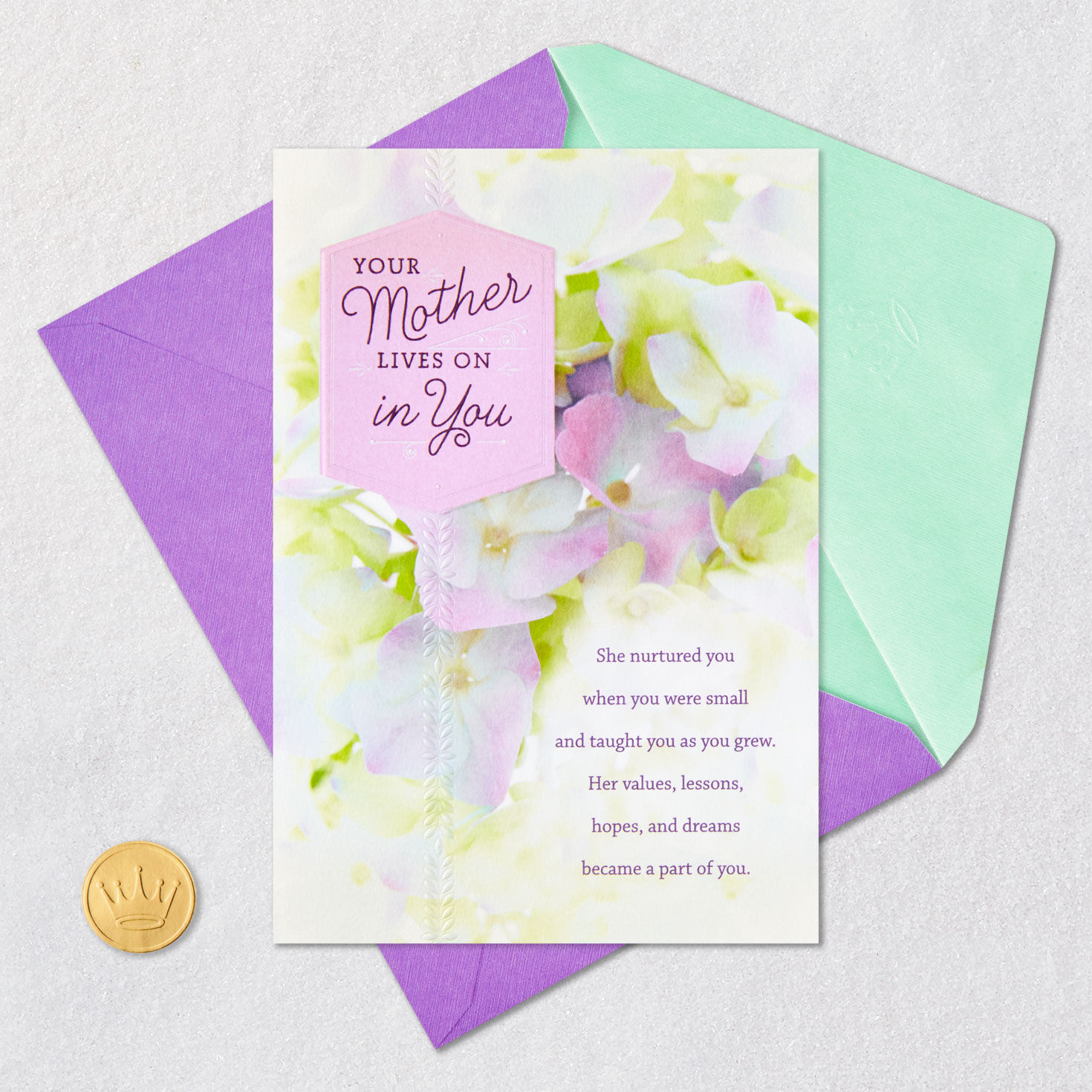 Purple Flowers Sympathy Card for Loss of Mother  image number 6