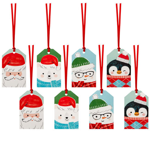 Cute Characters 8-Pack Christmas Gift Tag Assortment, 